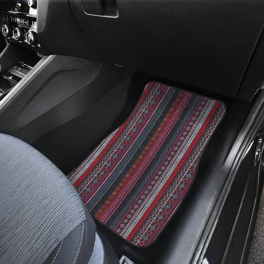 Red Boho Stripes Car Floor Mats