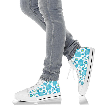 Floral elephant high-top shoes, rear view