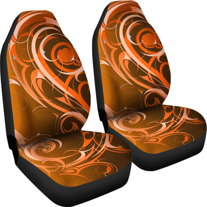 Orange Tribal Swirls Printed Car Seat Covers