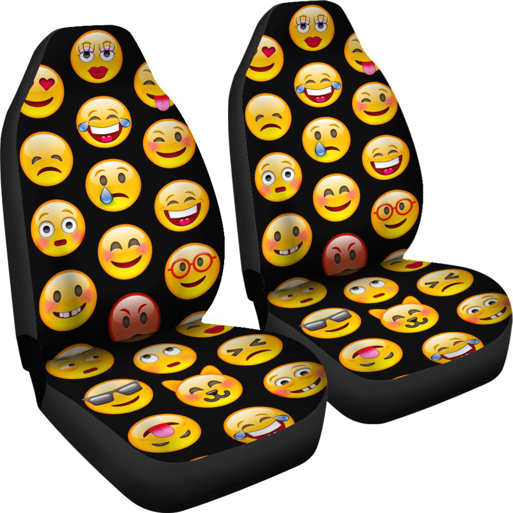 Black Emoji Pattern Printed Car Seat Covers