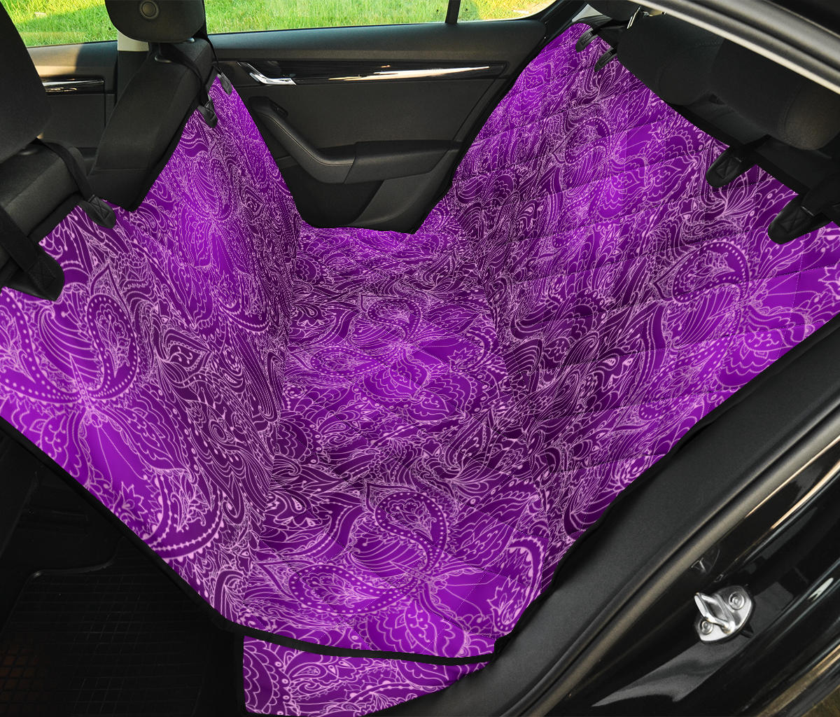 Purple Elegant Decor Car Back Seat Pet Cover
