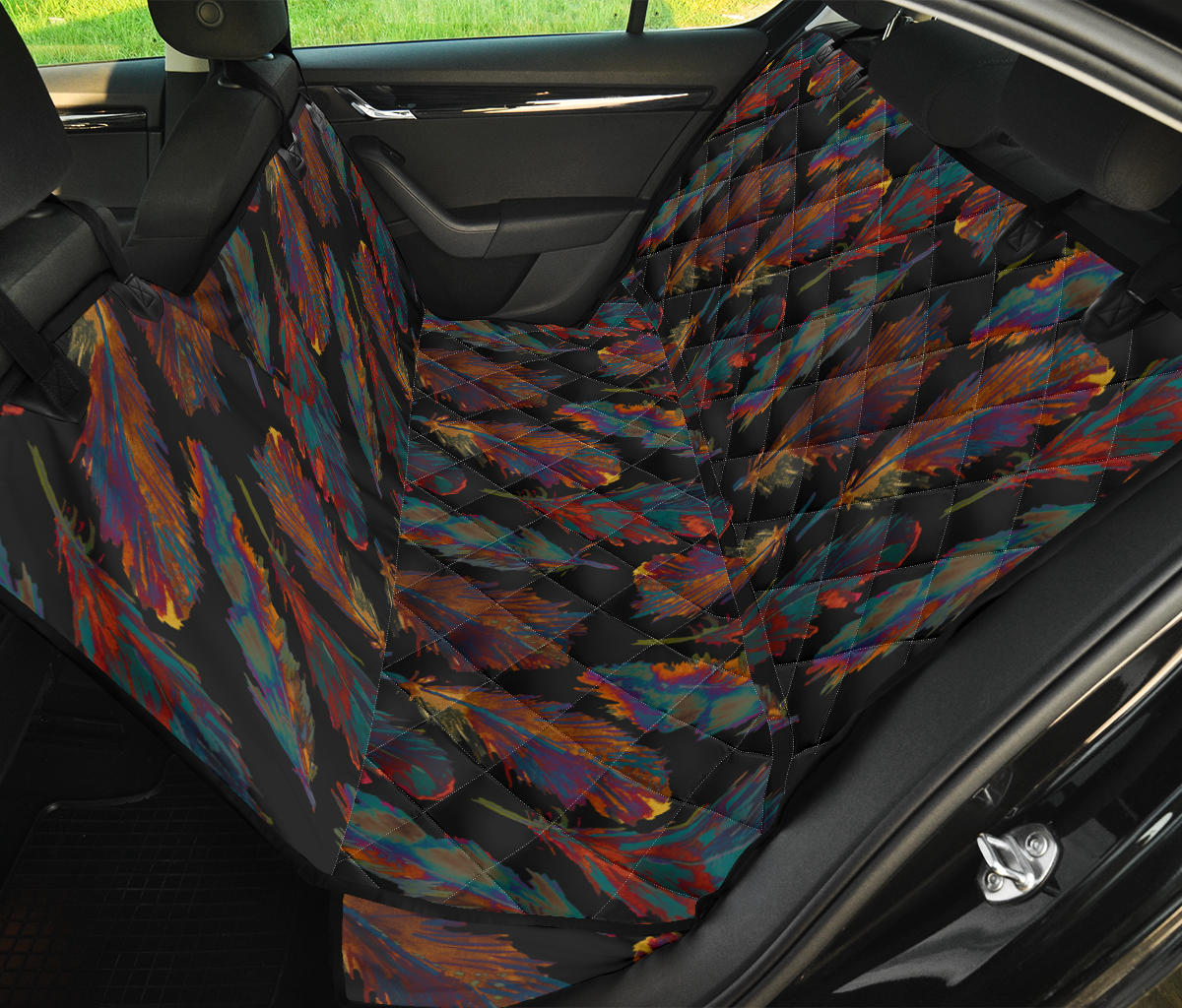 Dark Feathers Car Back Seat Pet Cover