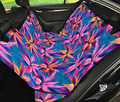 Blue Pink Floral Car Back Seat Pet Cover