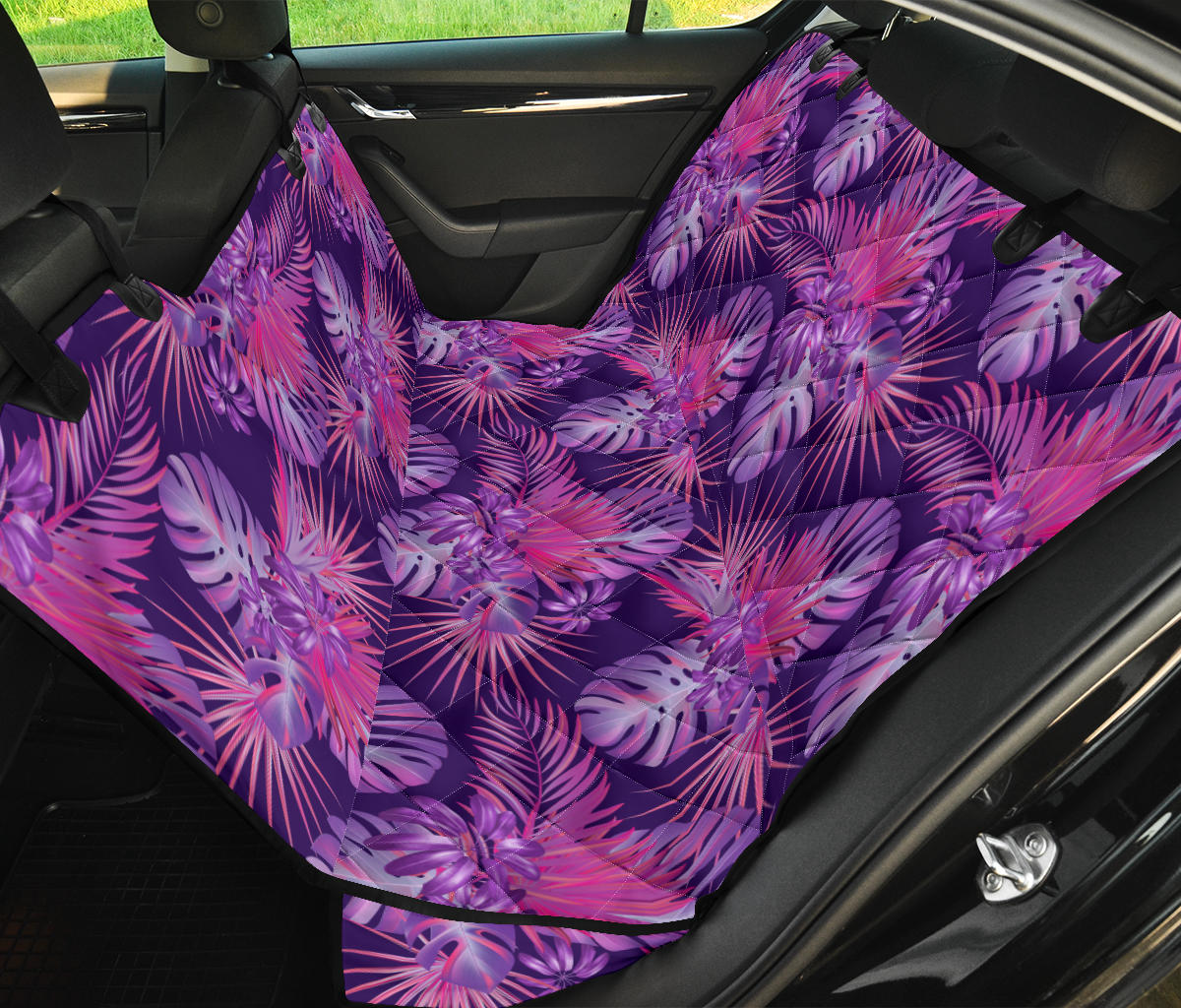 Purple Plants Car Back Seat Pet Cover