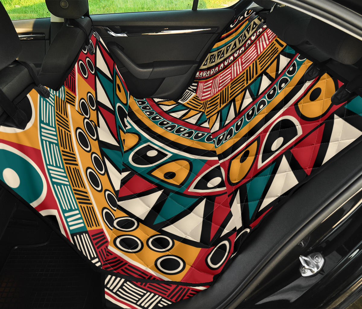 Brown Tribal Mandala Car Back Seat Pet Cover