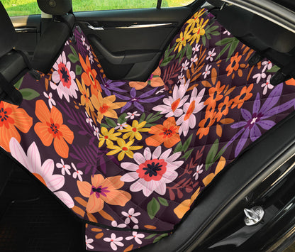 Colorful Flowers Car Back Seat Pet Cover