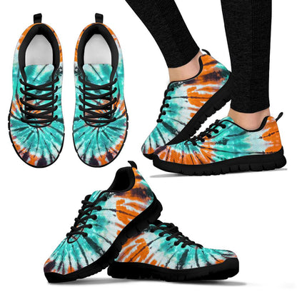 Teal Orange Tie Dye Sneakers