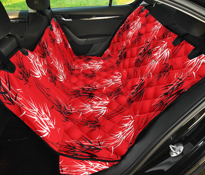 Red Oriental Plants Car Back Seat Pet Cover