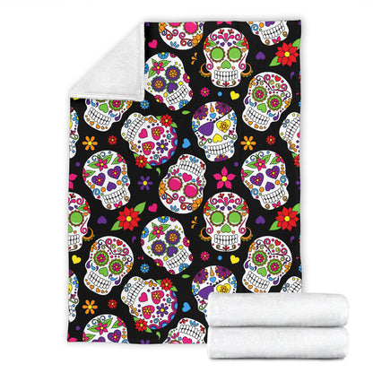Colorful Sugar Skulls Blanket