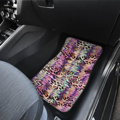 Pink Stripe Animal Print Car Floor Mats