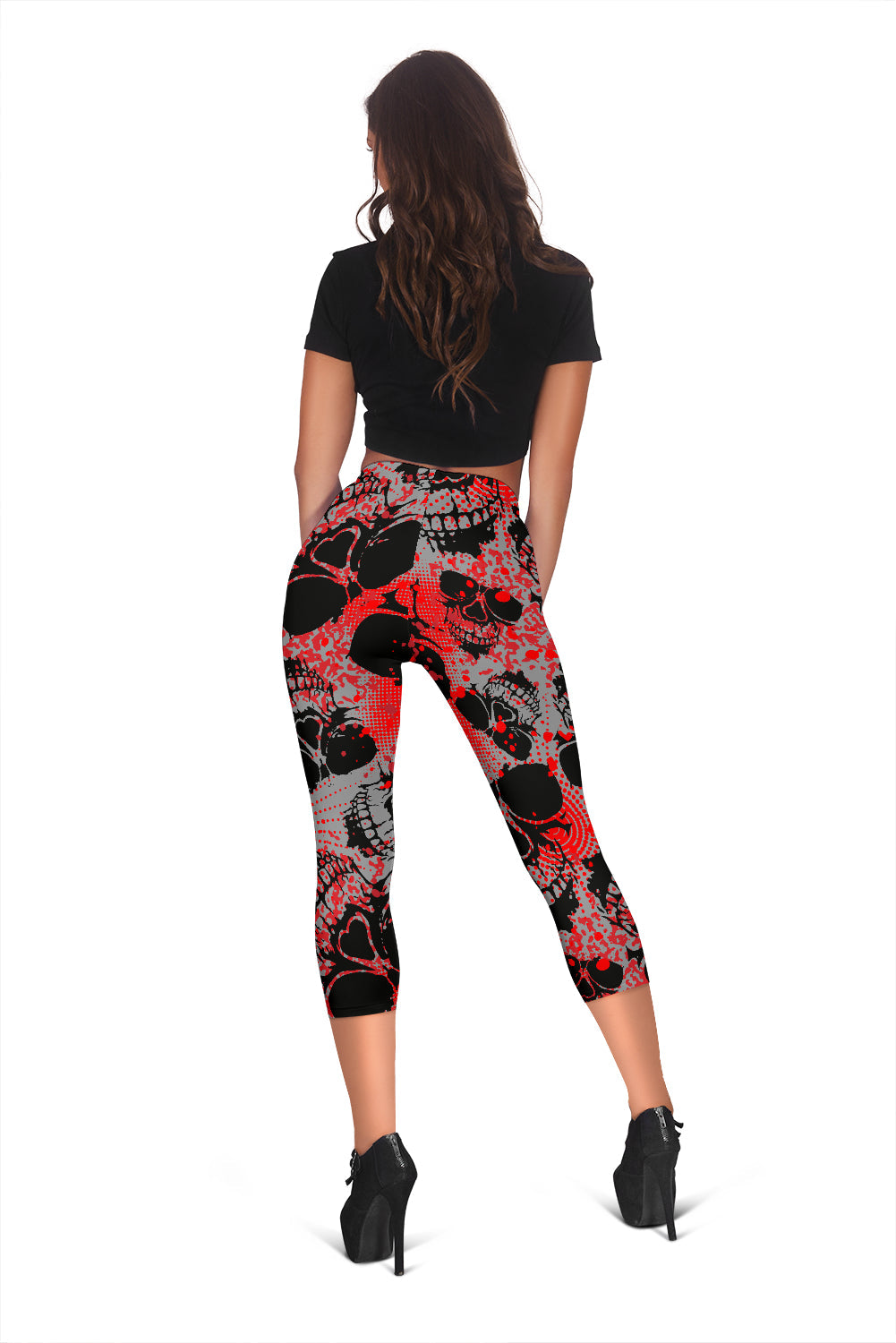 Red Skulls Capri Leggings