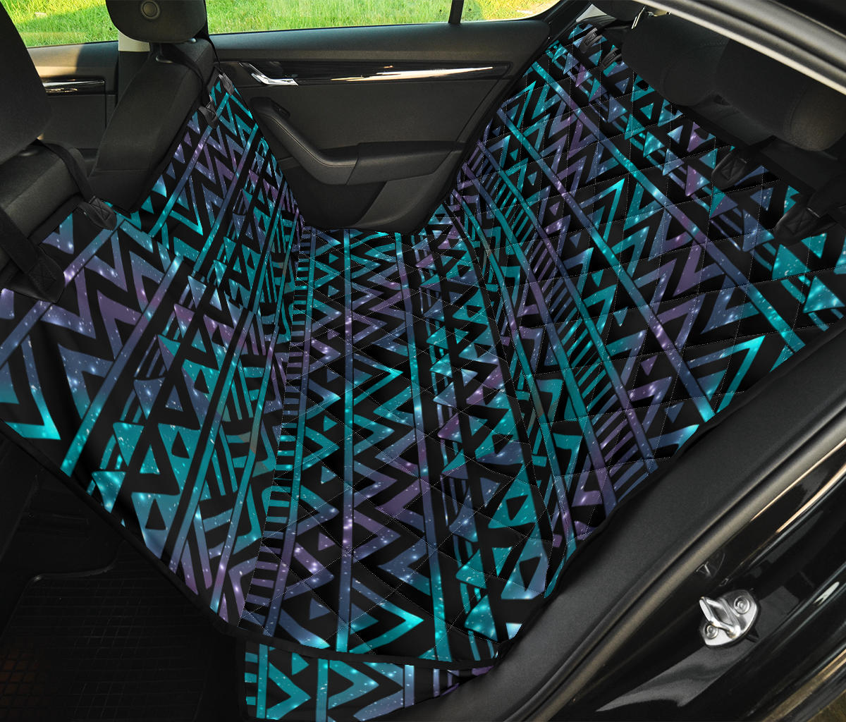 Black Tribal Car Back Seat Pet Cover