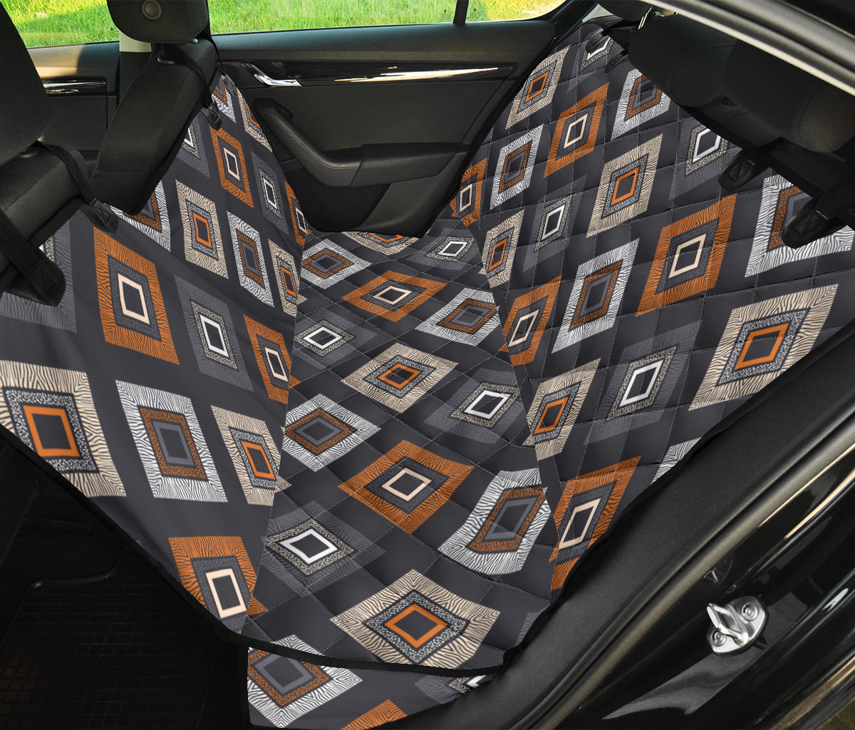 Retro Blocks Car Back Seat Pet Cover