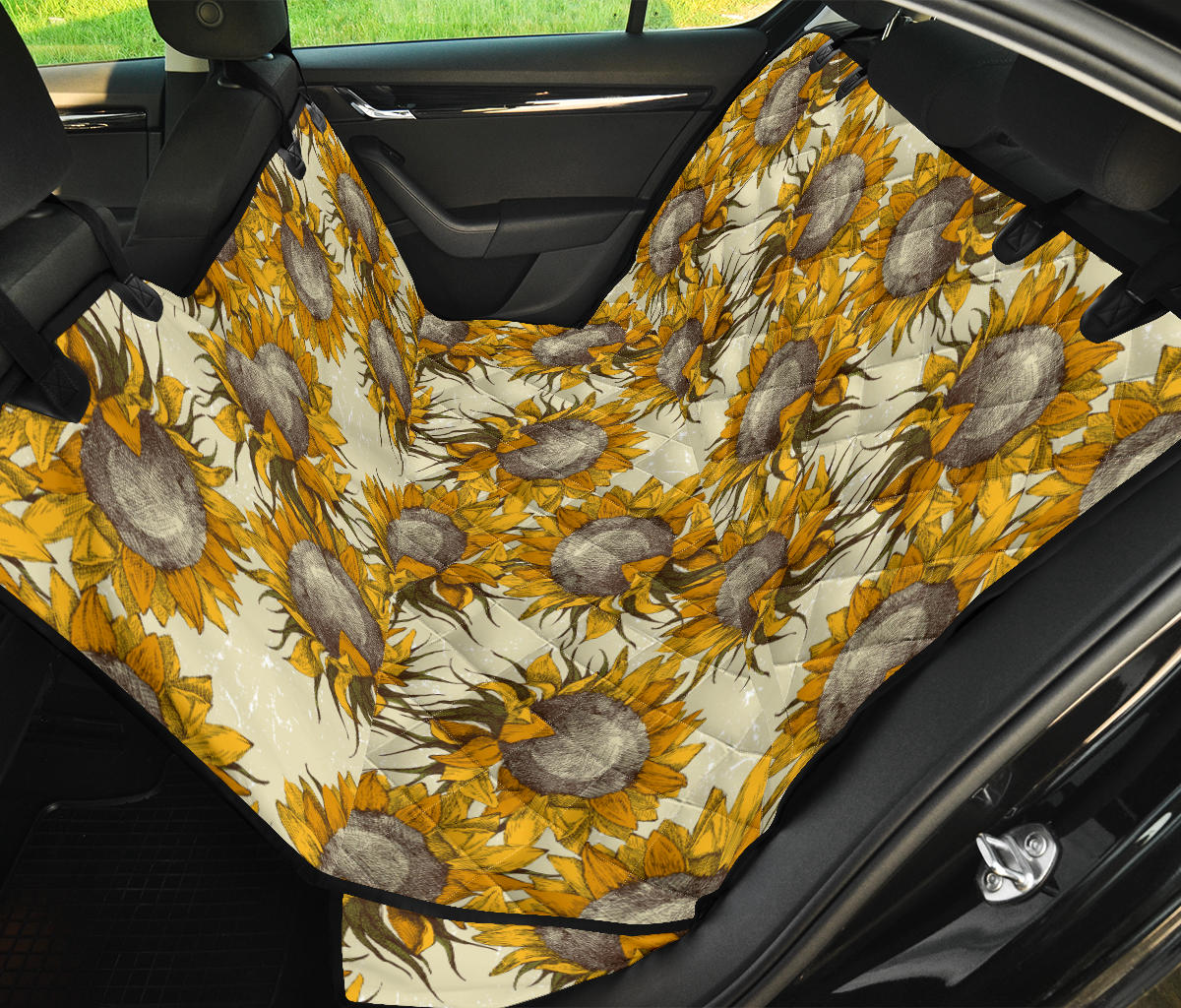 Vintage Sunflowers Car Back Seat Pet Cover