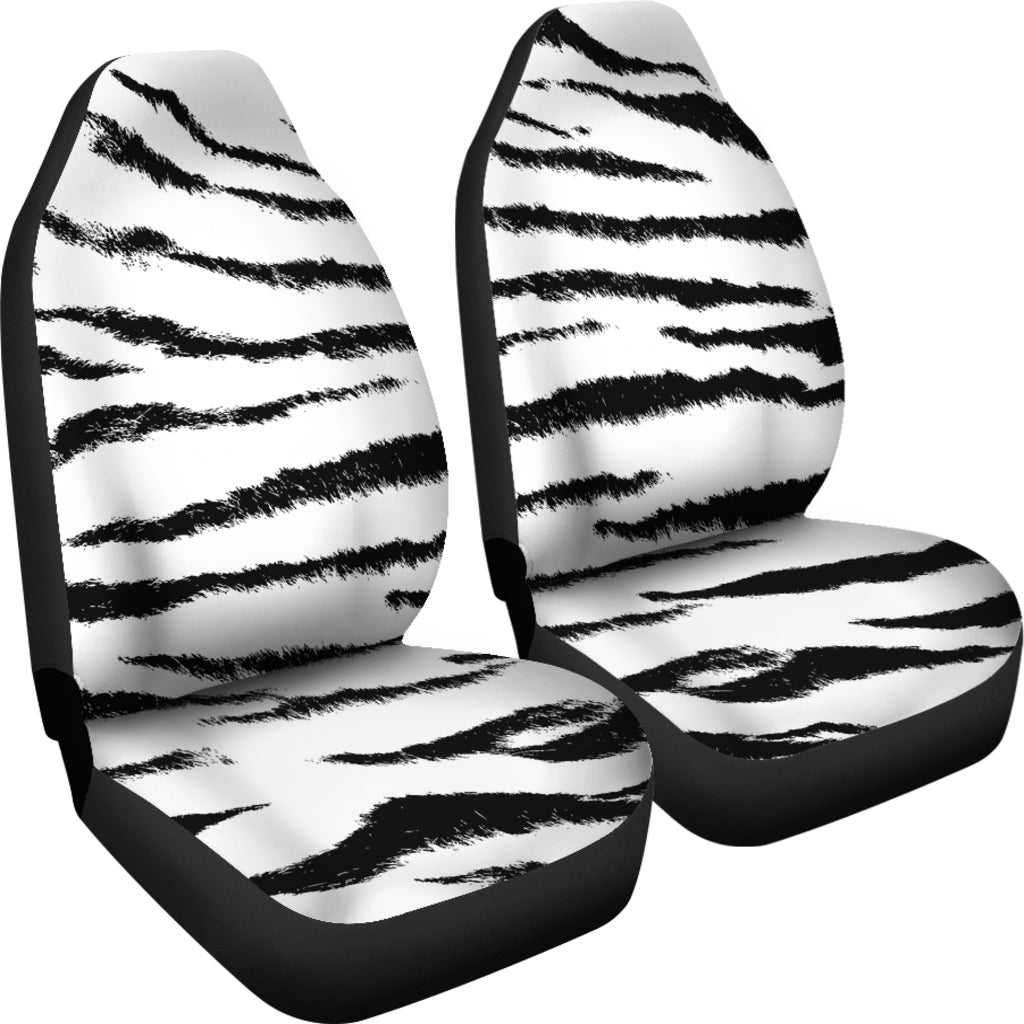 White Tiger Print Car Seat Covers