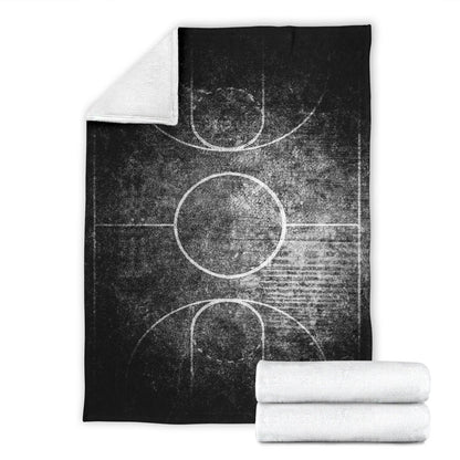 Black & White Grunge Basketball Court Blanket