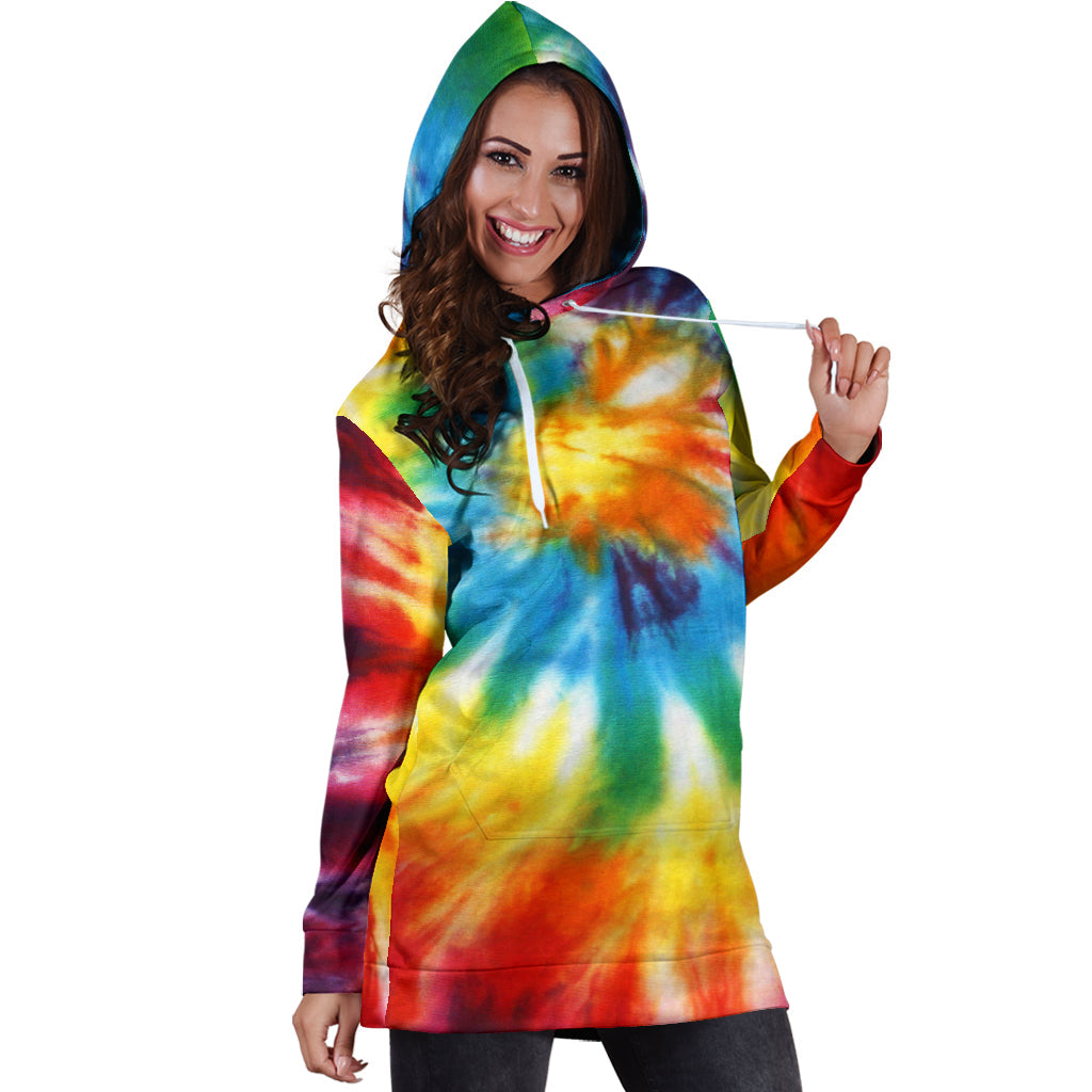 Colorful Tie Dye Abstract Art Womens Hoodie Dress