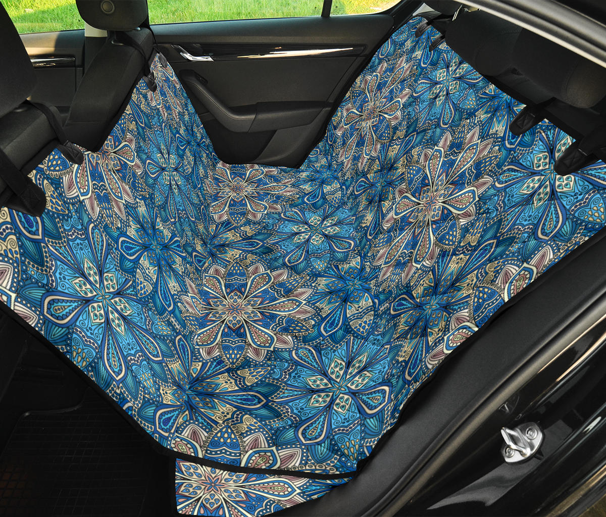 Floral Mandalas Car Back Seat Pet Cover