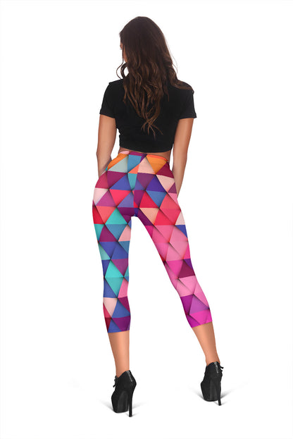 Colorful Triangles Capri Leggings