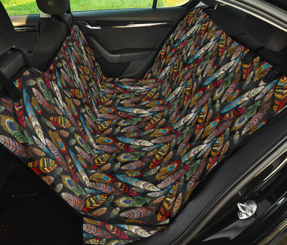 Colorful Feathers Car Back Seat Pet Cover