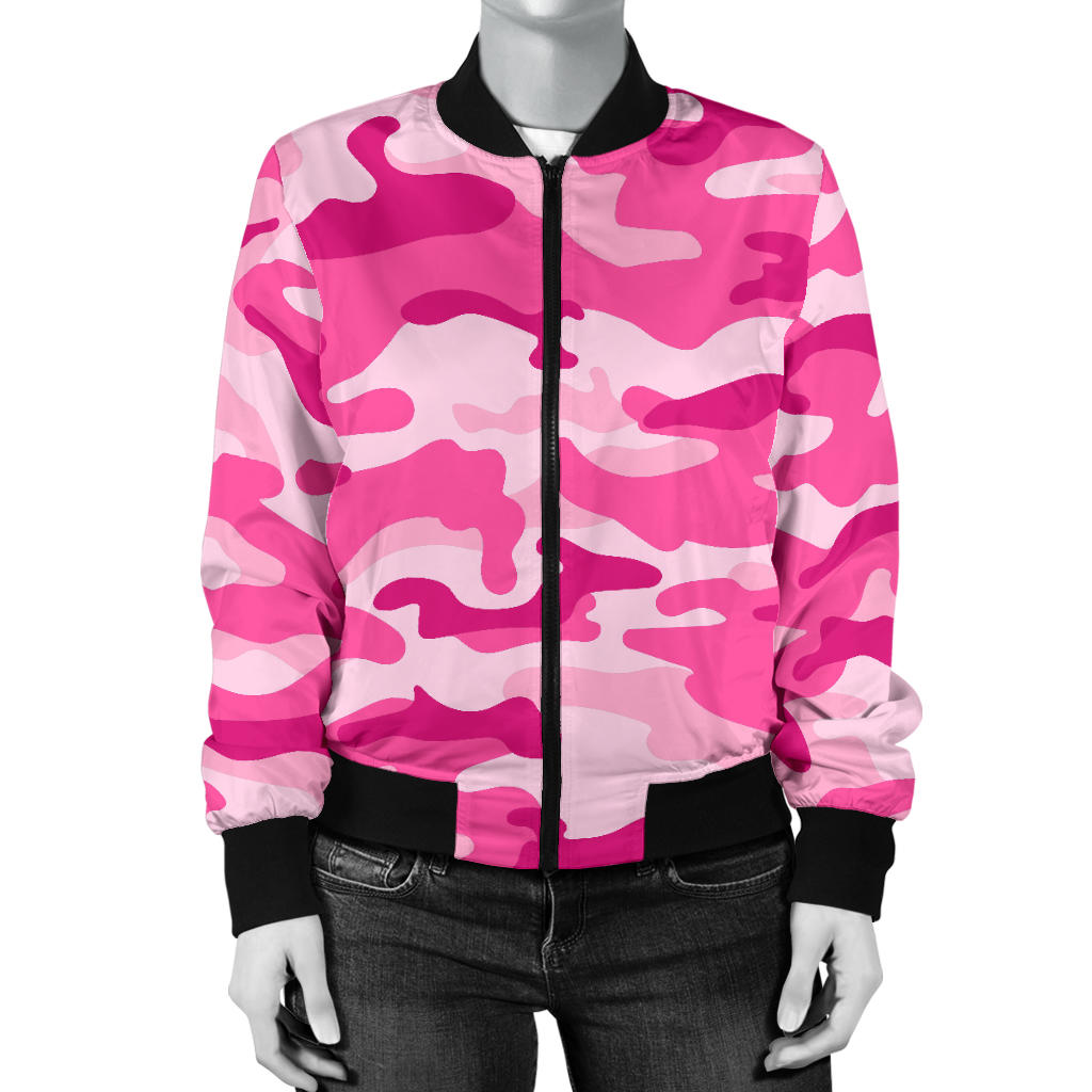 Womens Pink Camouflage Bomber Jacket