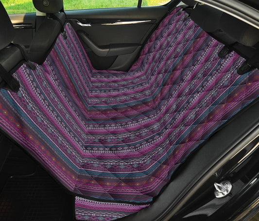 Purple Boho Chic Bohemian Stripes Car Back Seat Pet Cover