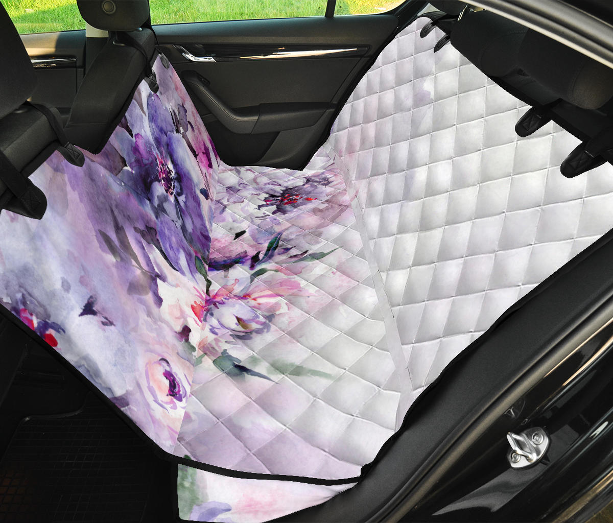 Blue Floral (3) Car Back Seat Pet Cover