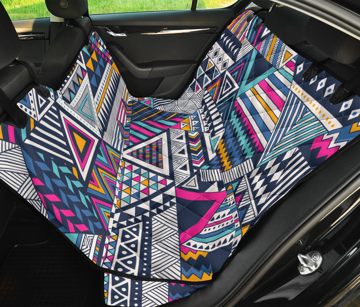 Colorful Tribal Car Back Seat Pet Cover