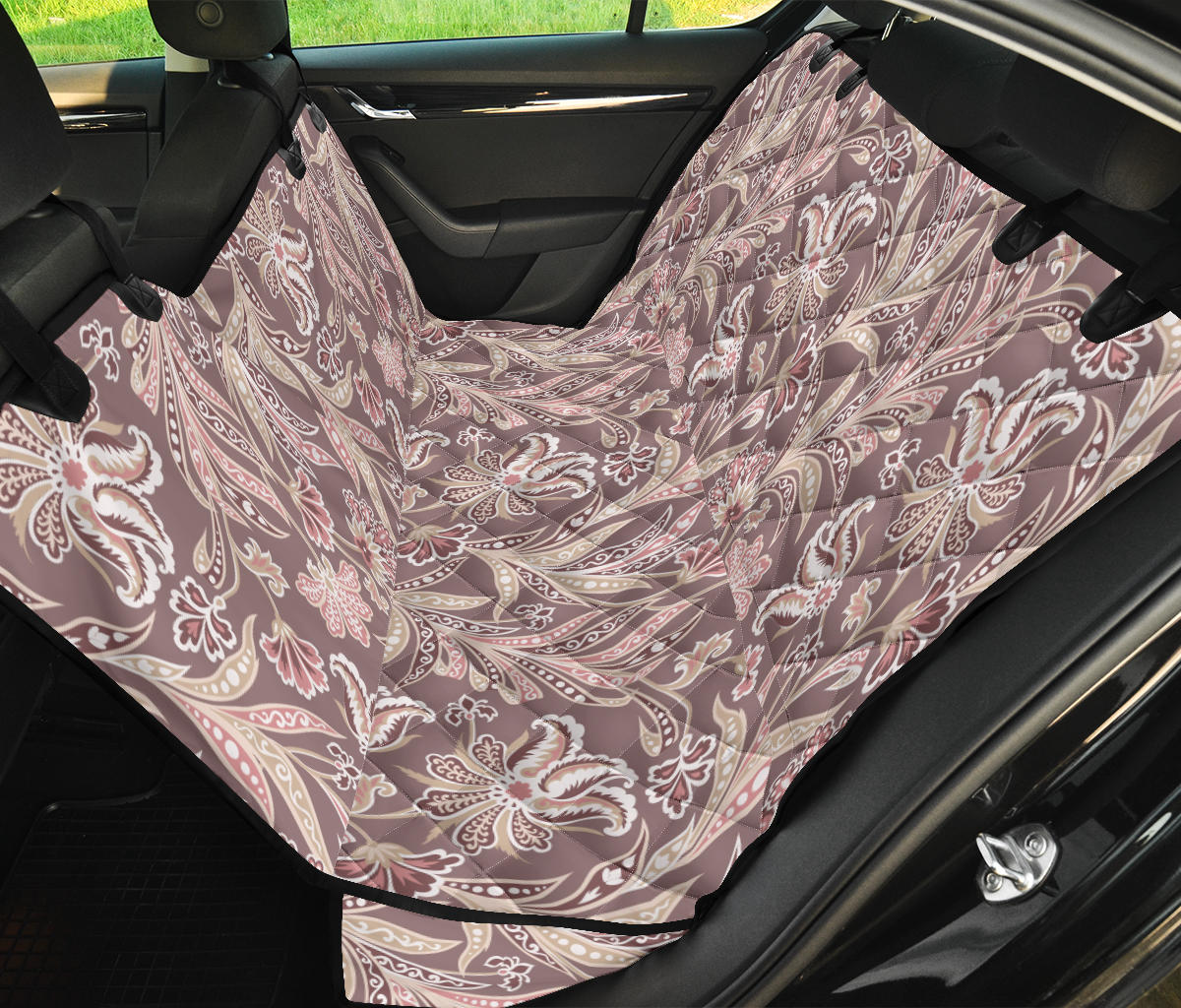 Elegant Floral Decor Car Back Seat Pet Cover