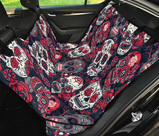 Sugar Skulls & Roses Car Back Seat Pet Cover