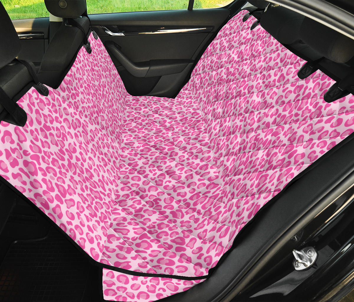Pink Leopard Print Car Back Seat Pet Cover