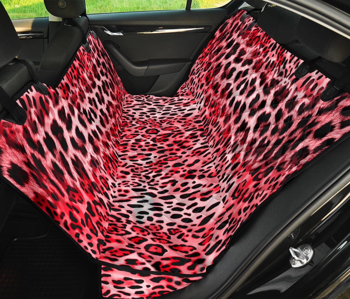 Pink Leopard Print Car Back Seat Pet Cover