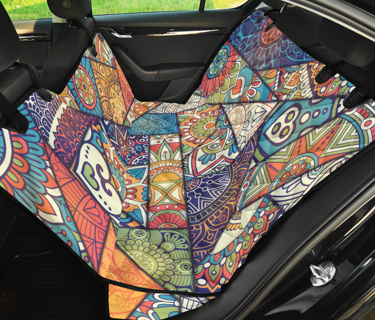 Colorful Mandalas Decor Car Back Seat Pet Cover