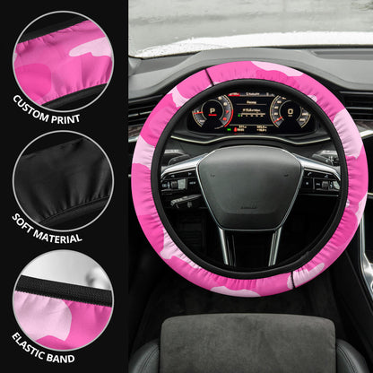Pink Camouflage Steering Wheel Cover