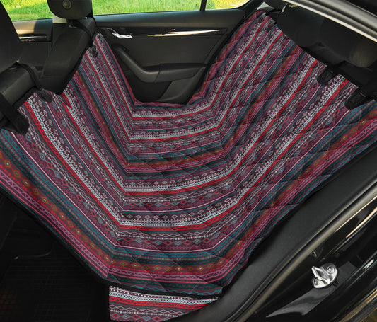 Red Boho Chic Bohemian Stripes Car Back Seat Pet Cover