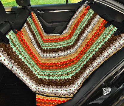 Brown Orange Ethnic Stripes Car Back Seat Pet Cover