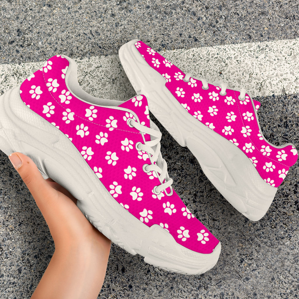 Paw Print Hot Pink Chunky Sneakers (White) – product image 4