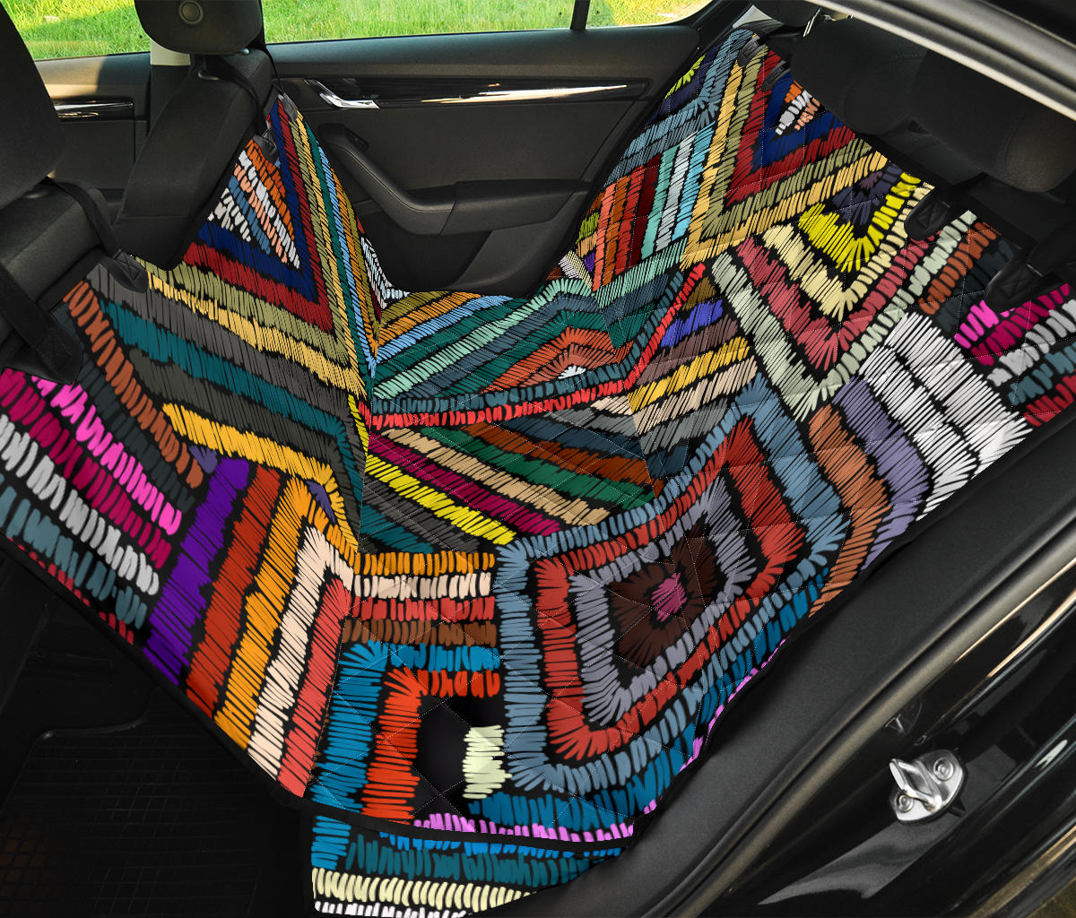 Colorful Ethnic Car Back Seat Pet Cover