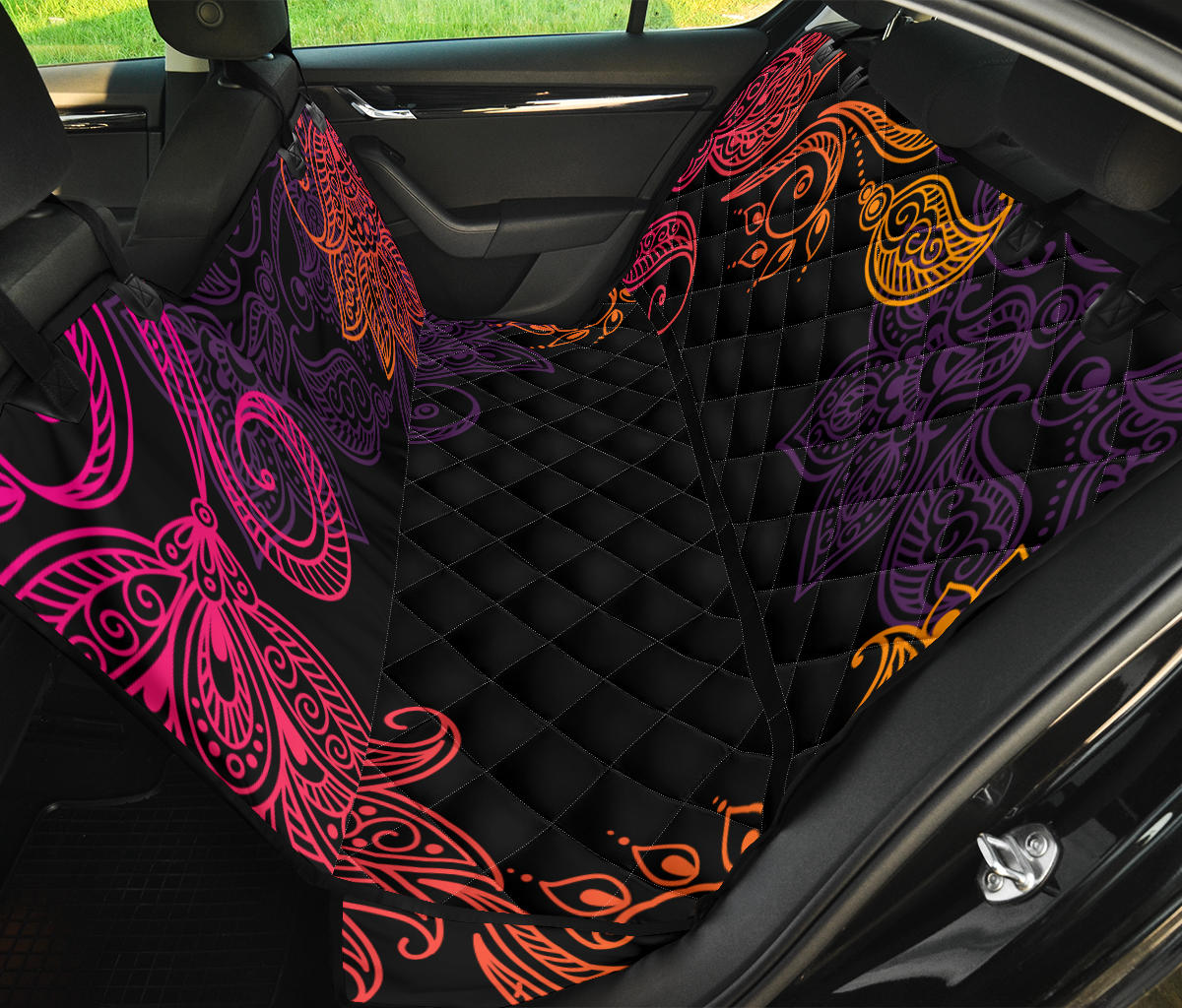 Floral Decor Car Back Seat Pet Cover