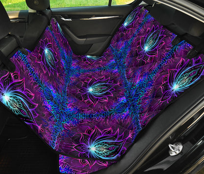 Blue Pink Lotus Car Back Seat Pet Cover