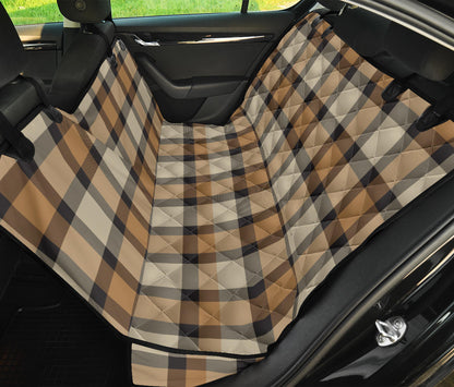 Brown Plaid Car Back Seat Pet Cover