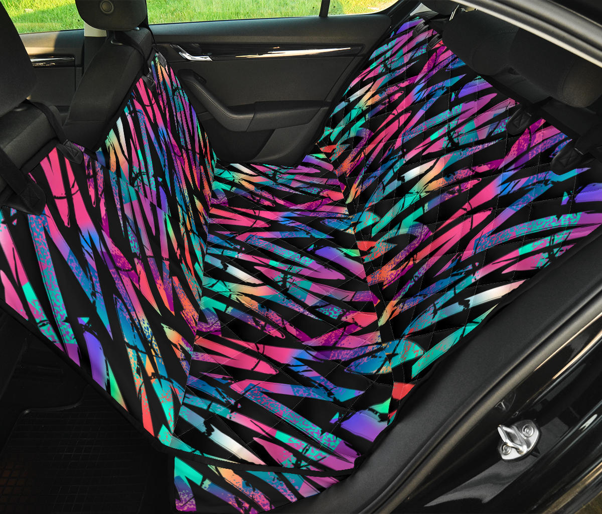 Colorful Abstract Zig Zag Car Back Seat Pet Cover