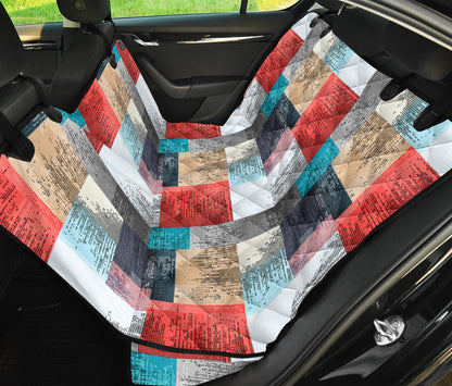 Red White Abstract Blocks Car Back Seat Pet Cover