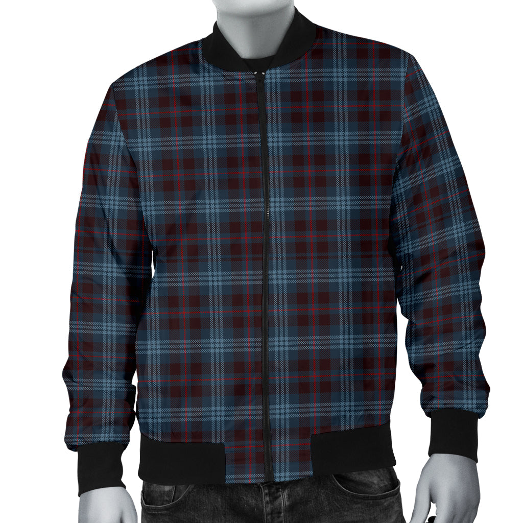 Mens Blue Plaid Bomber Jacket