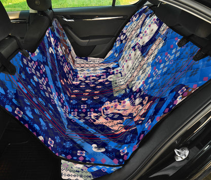 Blue Grey Abstract Car Back Seat Pet Cover