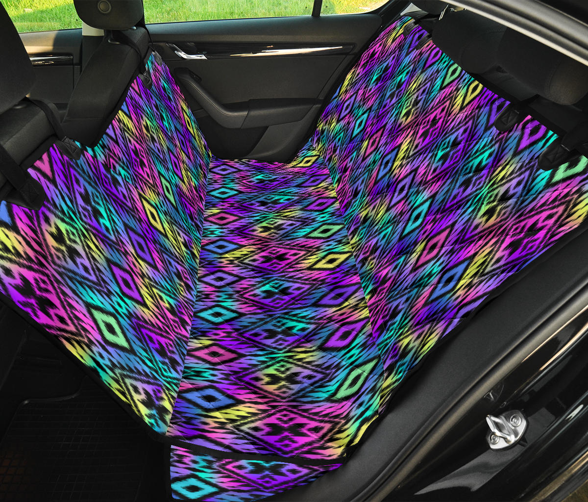 Neon Ethnic Car Back Seat Pet Cover