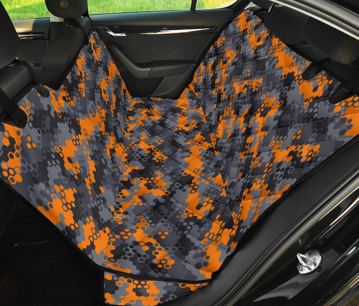Orange Abstract Camouflage Car Back Seat Pet Cover