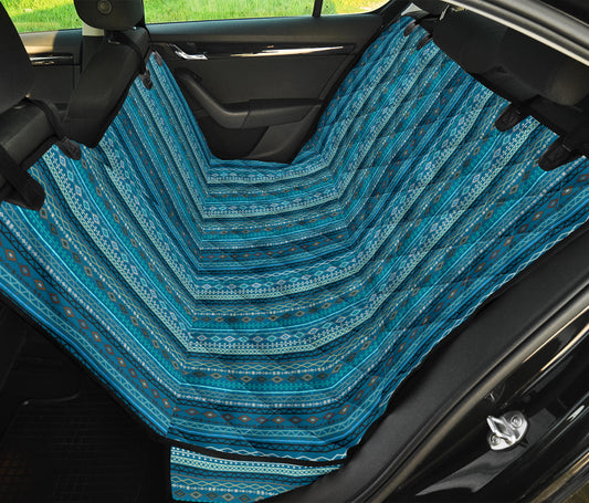 Teal Boho Chic Bohemian Aztec Car Back Seat Pet Cover