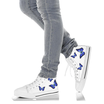 Blue Butterfly High-Top Shoes