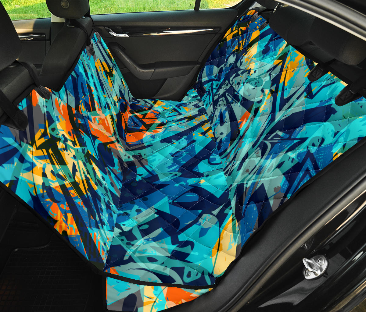 Colorful Abstract Graffiti Car Back Seat Pet Cover